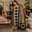 Cream black butta printed dupatta suit for women with straight kurti, palazzo pants and printed dupatta