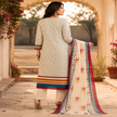 Cream Blue Floral Printed Dupatta Suit for Women with Kurta and Pants