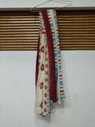 Cream Blue Printed Dupatta Suit