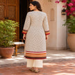 Cream Maroon Floral Printed Dupatta Suit for Women with Kurta and Pants
