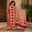 Cream red butta printed dupatta suit for women with straight kurti, palazzo pants and printed dupatta