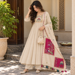 Ivory Peacock A-Line Dupatta Suit
