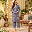 Grey Paisley Printed Woolen Kurta Set