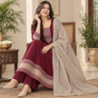 Deep Maroon Embroidered Anarkali Suit with Dupatta