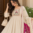 Ivory Peacock A-Line Dupatta Suit