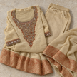 Ivory Ornate Neckline Broad Bordered Anarkali Dupatta Suit