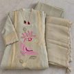 Golden-Cream Patch Embroidered  A-line Dupatta Suit