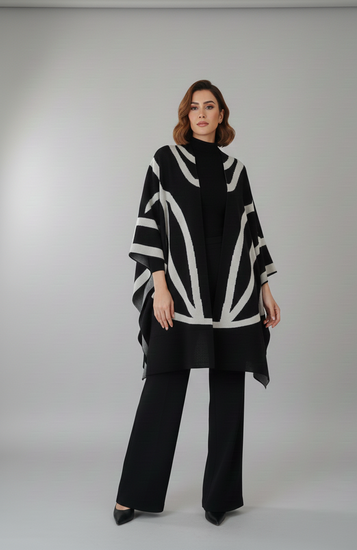 Black 3 Piece Dress with Cape