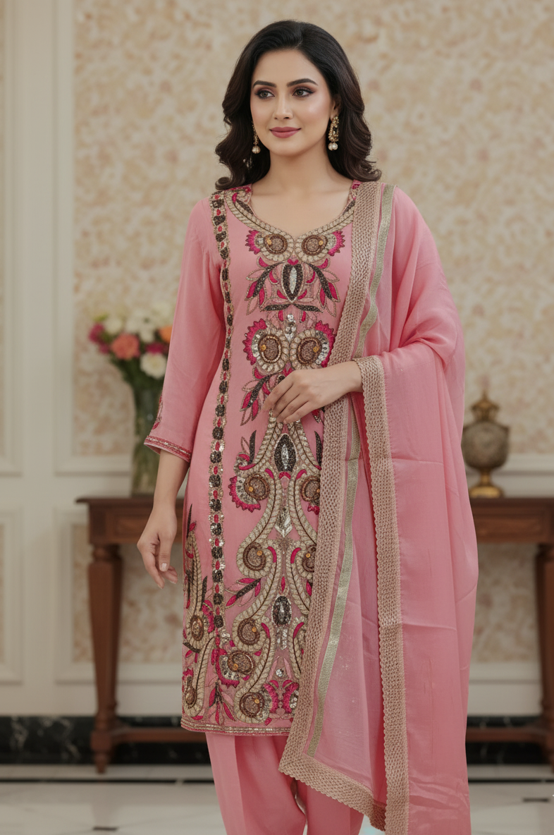 Peach Colour Suit