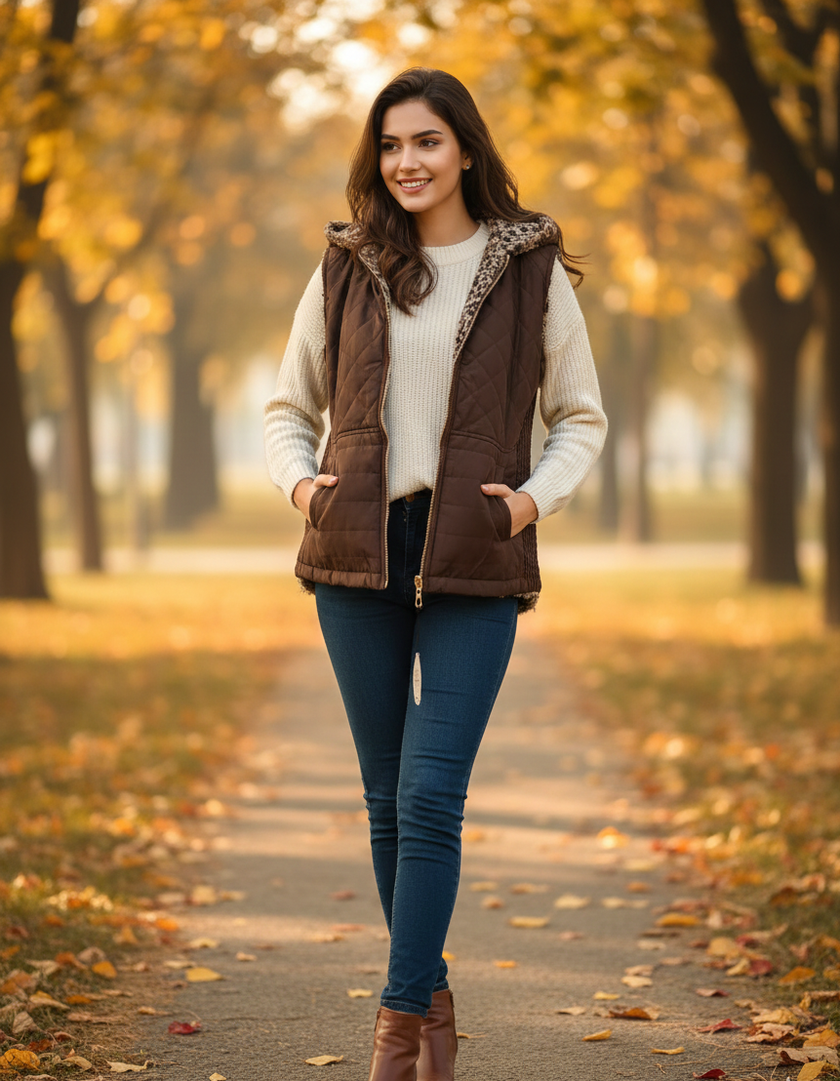 Brown Sleeveless Jacket