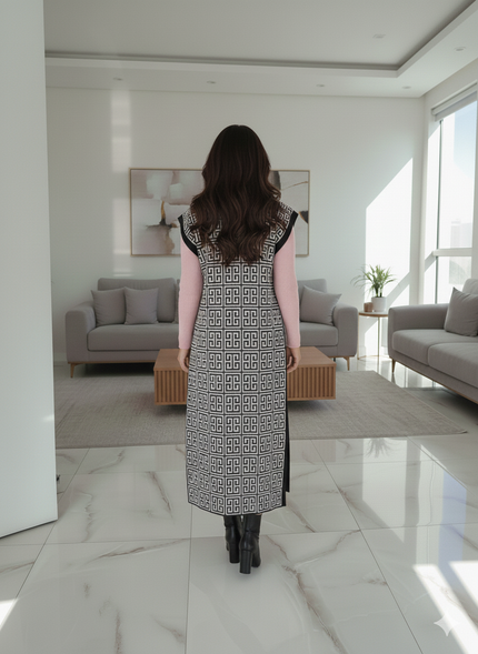 Pink Knitted Winter Dress Set