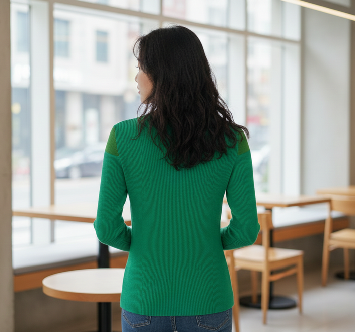 Green Ribbed Knit Top