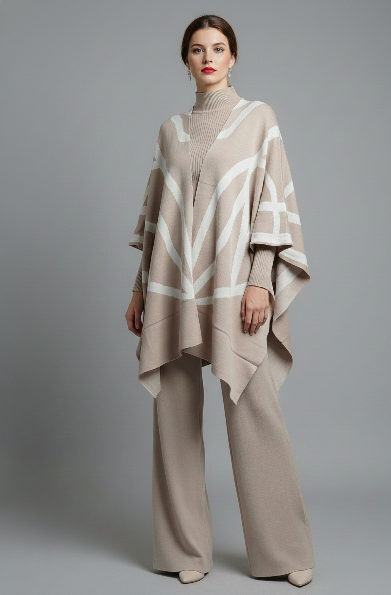 Cream 3 Piece Dress with Cape