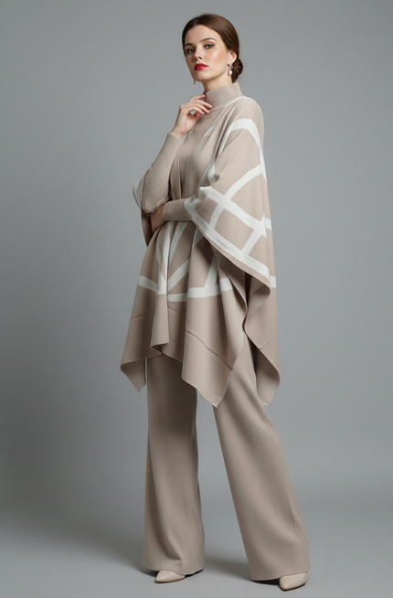Cream 3 Piece Dress with Cape