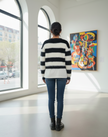 Black White Open Cropped Cardigan