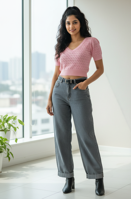 pink crop top