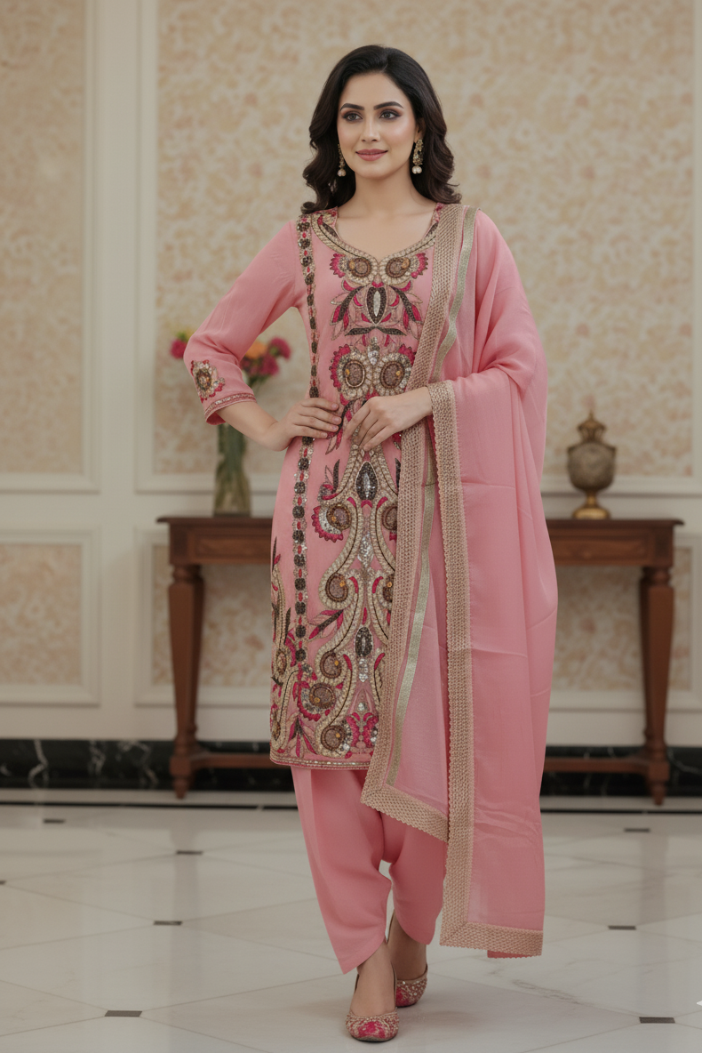 Peach Colour Suit