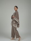 Grey 3 Piece Dress with Cape