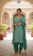 Blue Shirt Green Salwar