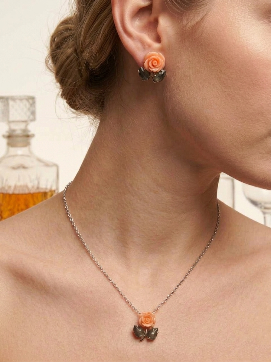 Orange Flower Jewellery Set