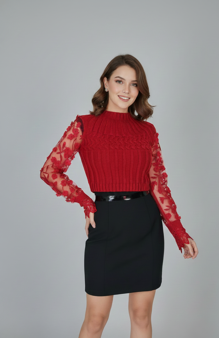 Red Woolen Top
