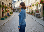 Blue Cropped Ribbed Knit Top