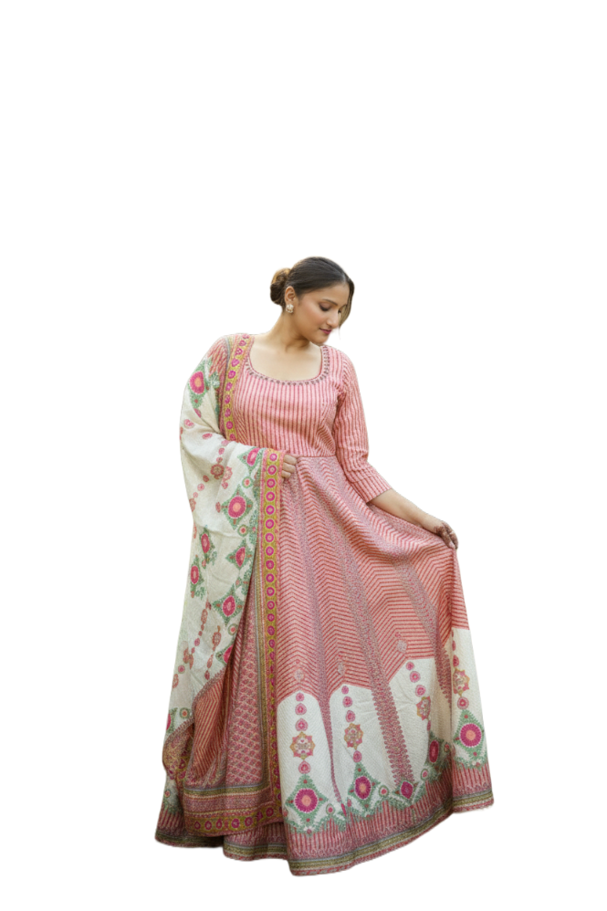 Blush Pink Ethnic Printed Anarkali Set