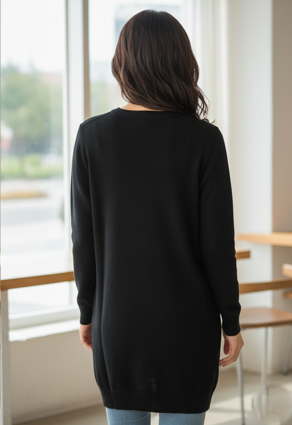 Back Long Knit Cardigan