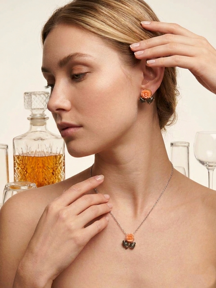 Orange Flower Jewellery Set