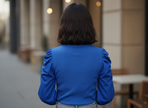 Royal Blue Top With Puffed Sleeves