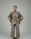 Grey 3 Piece Dress with Cape