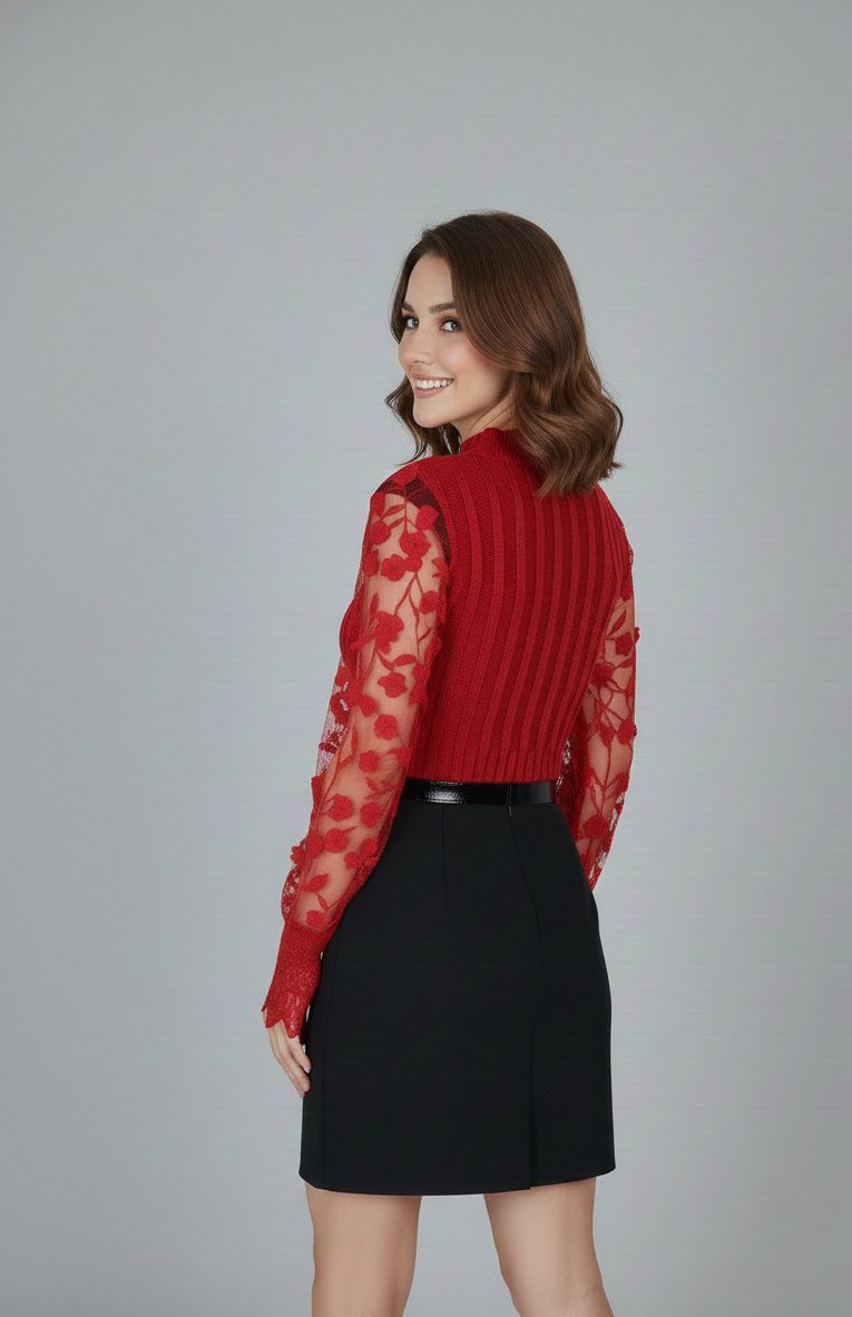 Red Woolen Top