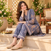 Grey Paisley Printed Woolen Kurta Set