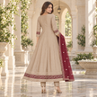 Golden Embroidered Anarkali Suit with Dupatta