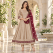 Golden Embroidered Anarkali Suit with Dupatta