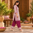 Floral Wine-Cream Woolen Farshi Salwar