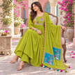 Green Peacock A-Line Dupatta Suit