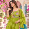 Green Peacock A-Line Dupatta Suit