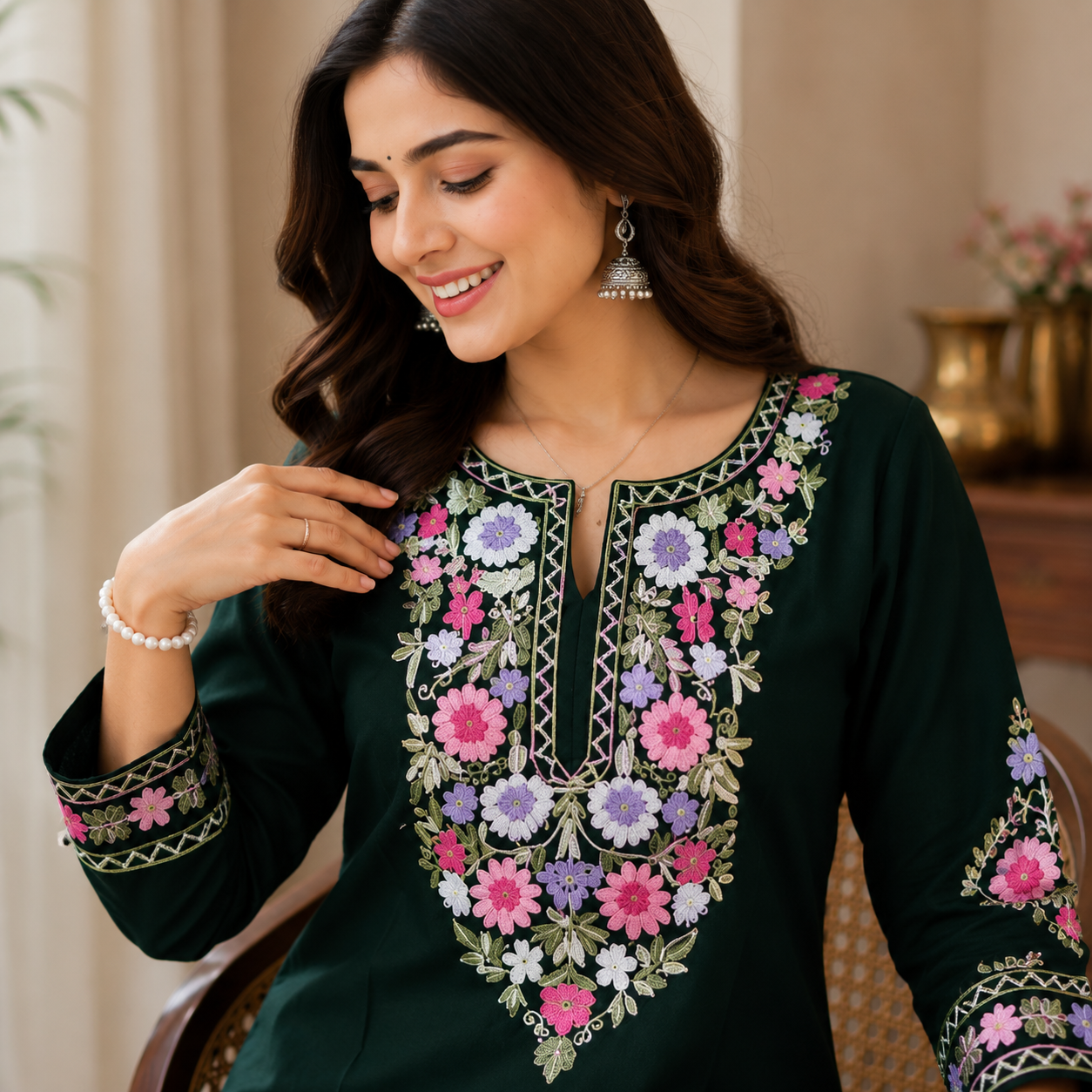 Green Kashmiri Embroidery Kurta Set