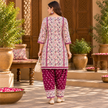 Floral Wine-Cream Woolen Farshi Salwar