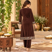 Brown Velvet  Heavy Embroidered Cord Set