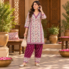 Floral Wine-Cream Woolen Farshi Salwar