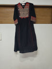 Black and Red Printed Flared Kurta Dupatta Suit