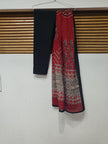 Black and Red Printed Flared Kurta Dupatta Suit