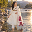 Ivory Peacock A-Line Dupatta Suit