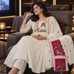 Ivory Peacock A-Line Dupatta Suit