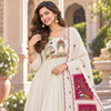 Ivory Peacock A-Line Dupatta Suit