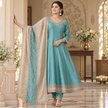 Light Blue Embroidered Anarkali Suit with Dupatta Set
