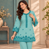 Light Blue Floral Embroidered Cord Set