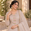 Light Grey Embroidered Dupatta Suit
